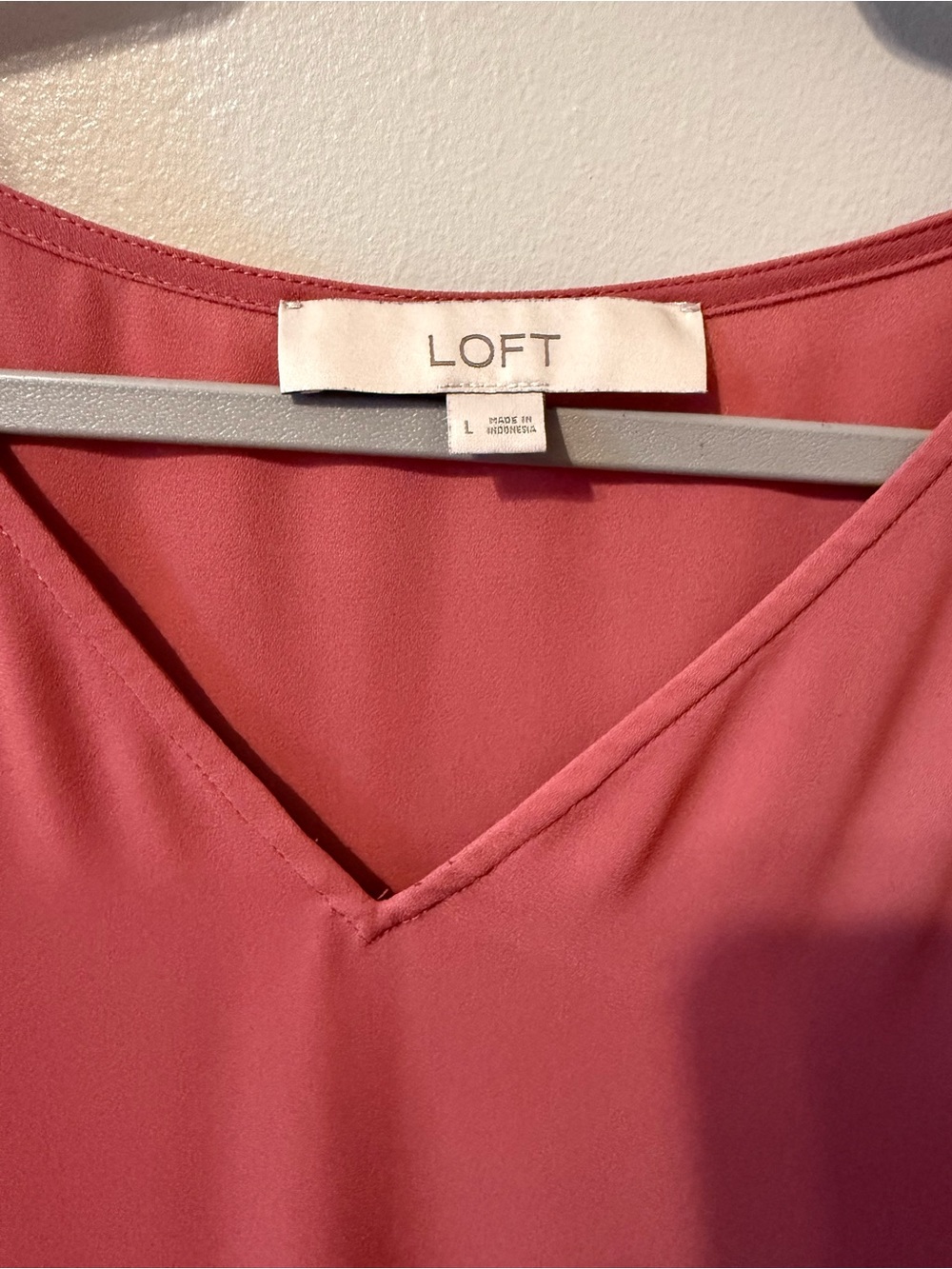 LOFT Rose-Pink V-Neck Ruffle Sleeve Blouse - Picture 2 of 3